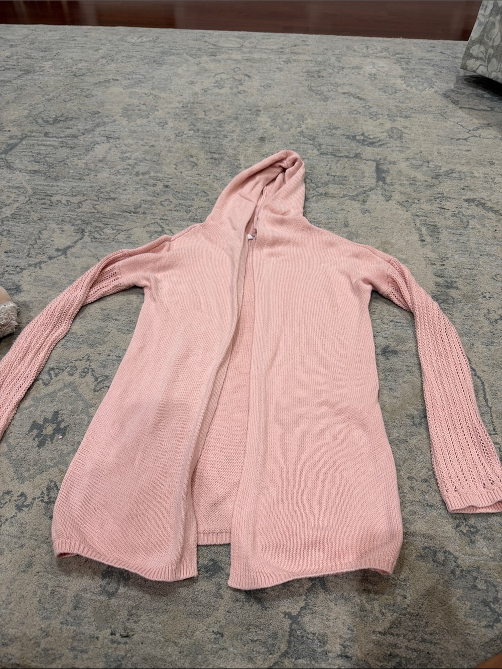 GAP Girls Light Pink Hooded Open-Front Cardigan